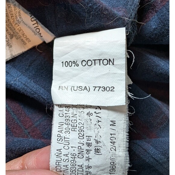 Zara Blue Plaid Blouse Size M Oversized Embellished Beaded Pocket Button Up Boho - Picture 9 of 10